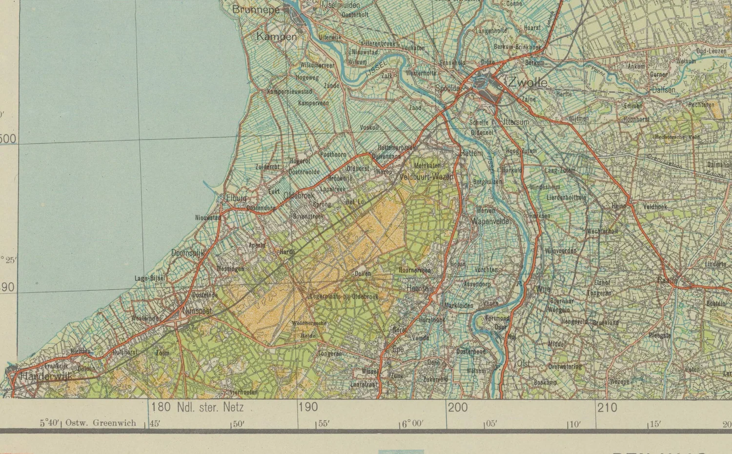 Enlargement of a 1943 German military map of the North Veluwe.