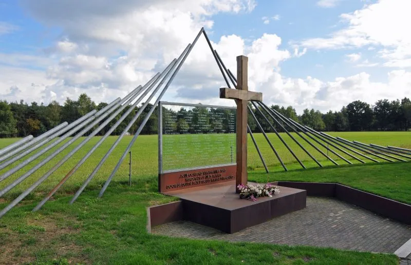 The memorial at Woeste Hoeve, photographed after the war.